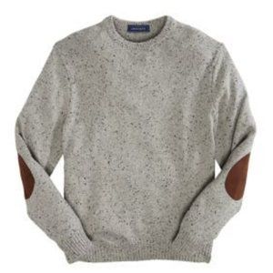 Crown & Ivy Crew Neck Elbow Patch Sweater -- Grey, Medium